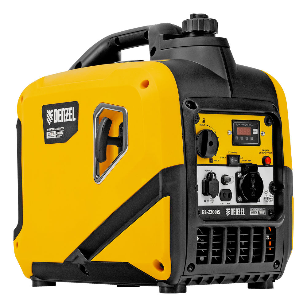 Генератор инверторный GS-2200iS, 2,2 кВт, 230 В, закрытый корпус, ручной старт DENZEL (94713)