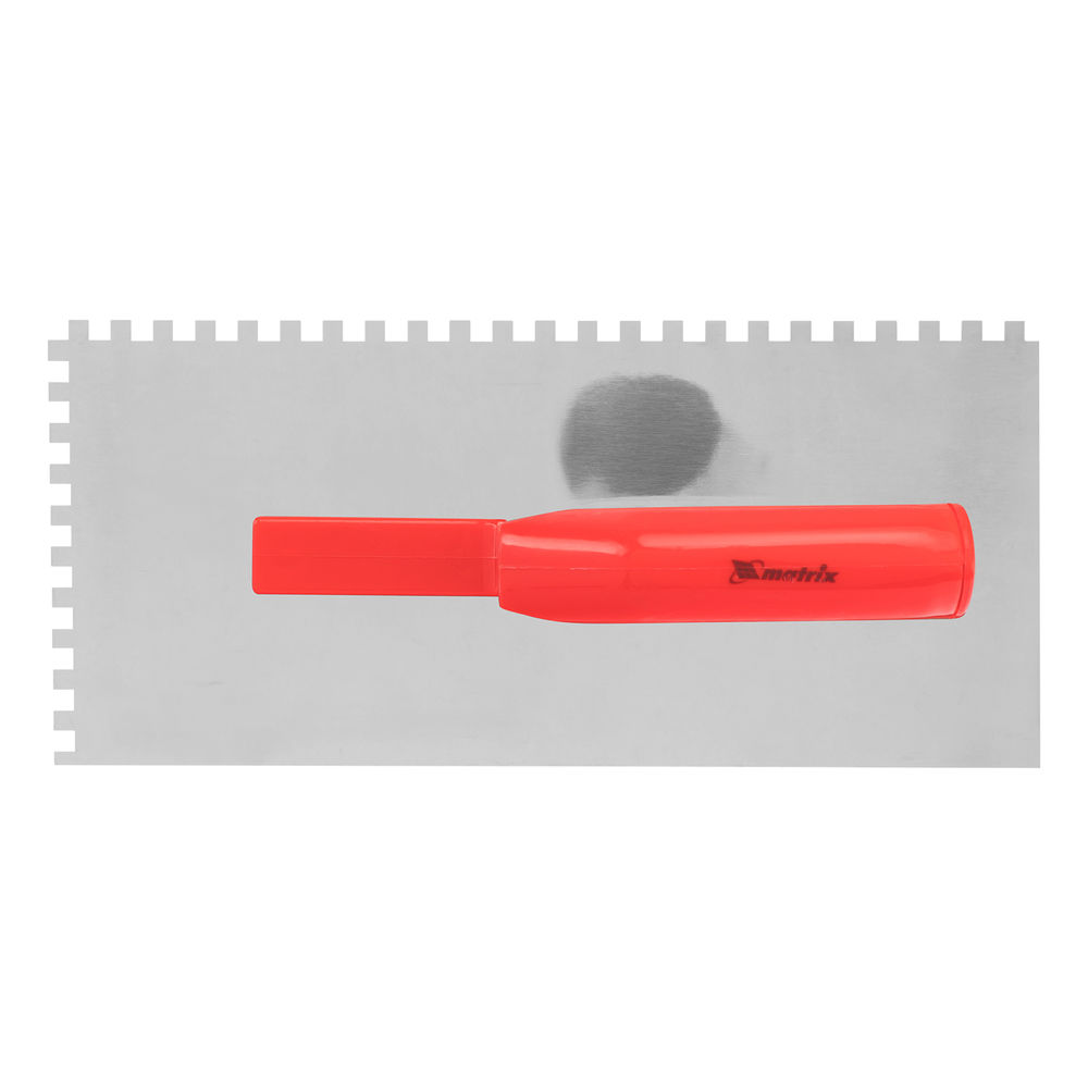 Гладилка стальная, 280 х 130 мм, зеркальная полировка, пластмассовая ручка, зуб 6 х 6 мм Matrix (86775)