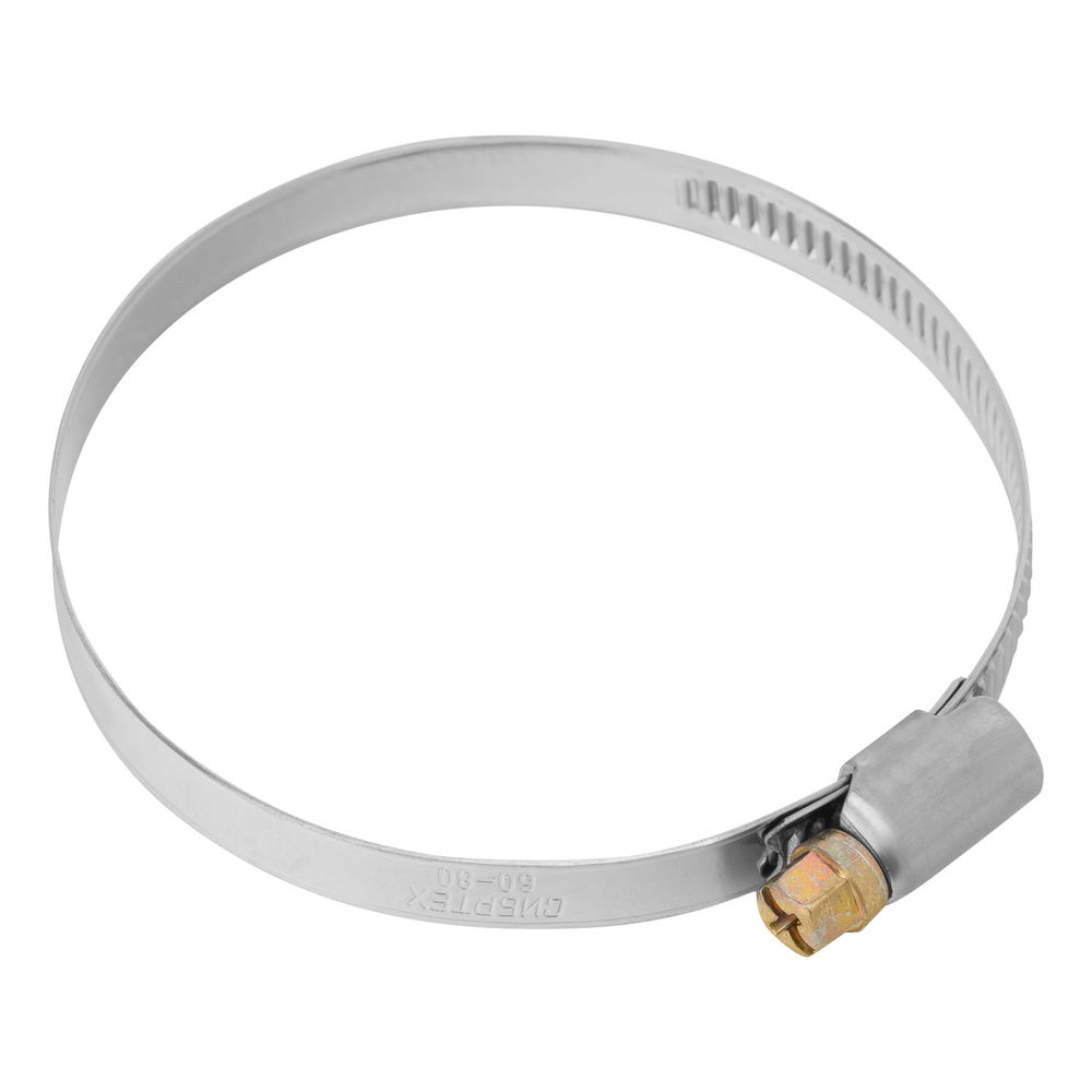 Хомуты нержавеющая сталь, Стандартное болтовое крепление 60-80 мм, 50 штук в упаковке, ширина 9 мм Сибртех (47585)