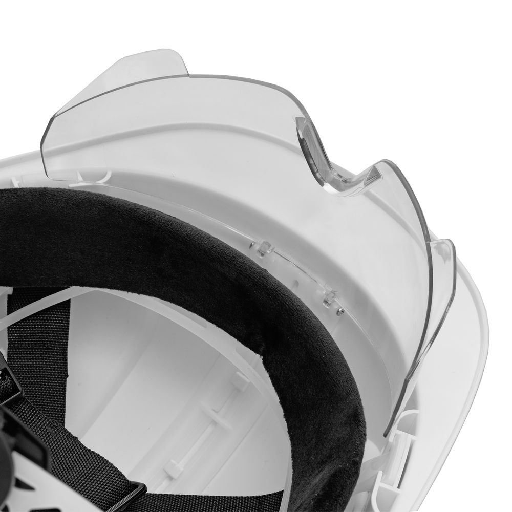 Каска защитная ударопр.«Форвард» (К-05)ABS/PC,комплект со встроен.очк.ОЧК-05 Форвард,белая Denzel (89205)