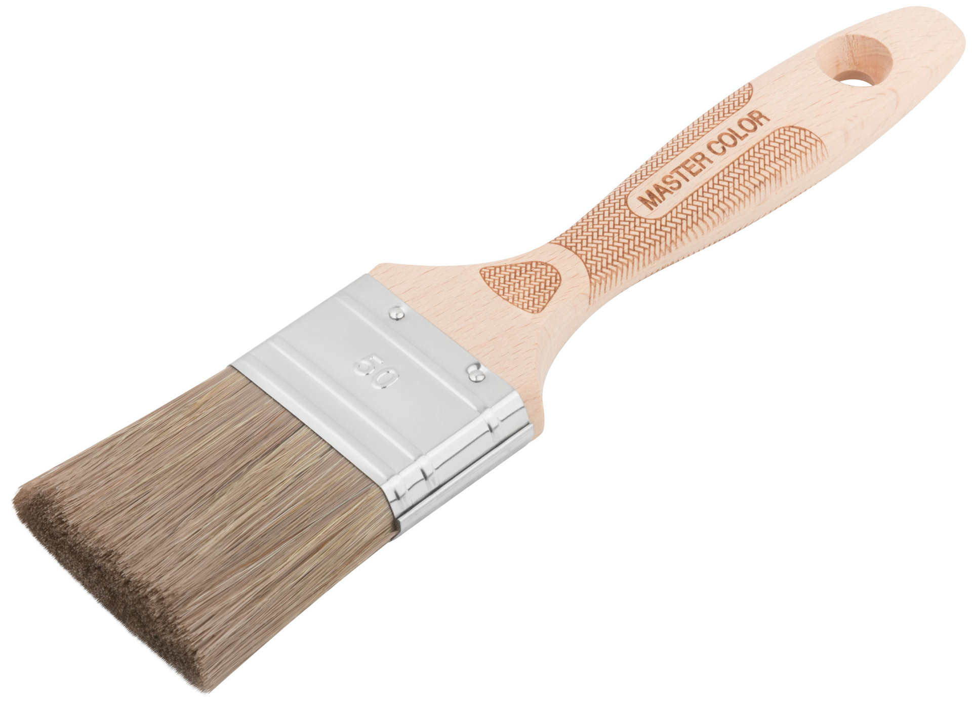 Кисть флейцевая, толщ. 16 мм, 70% ПЭT/30% нат.щетина, нерж. обжим., буковая ручка, ширина 50 мм (30-0023)