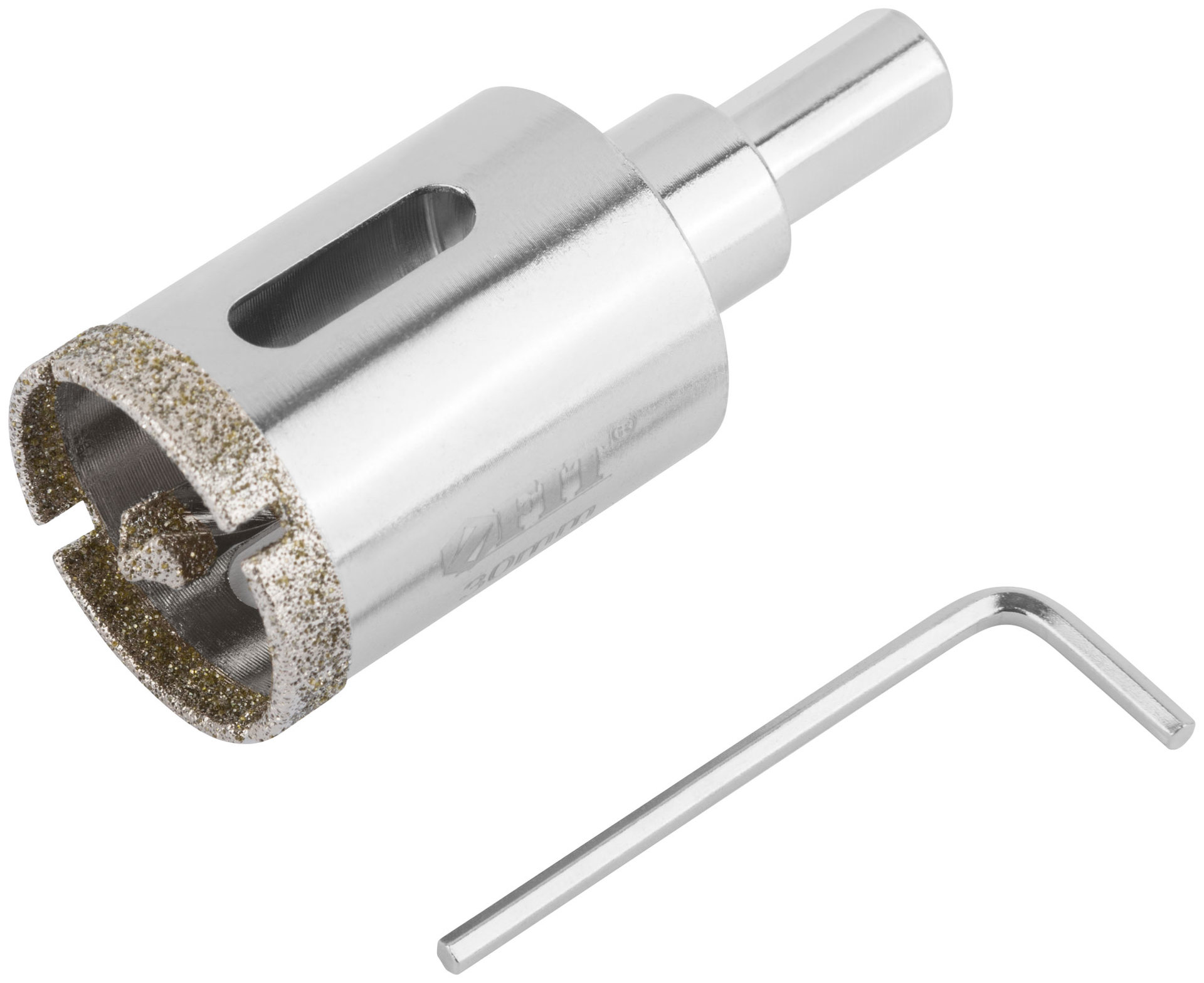 Коронка кольцевая по керамограниту, камню и кафелю алмазная с центровочным сверлом 30х70 мм (16214)