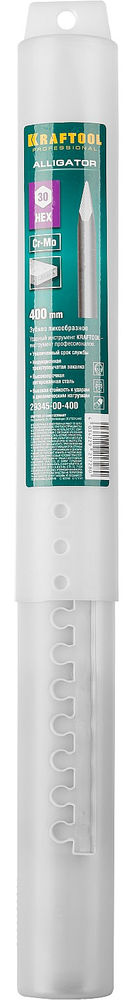 Пикообразное зубило ALLIGATOR, 400 мм, HEX 30 KRAFTOOL 29345-00-400