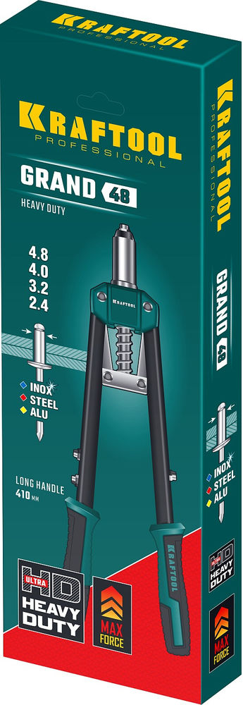 Усиленный двуручный заклёпочник GRAND-48, 2.4 - 4.8 мм, 410 мм KRAFTOOL 31175