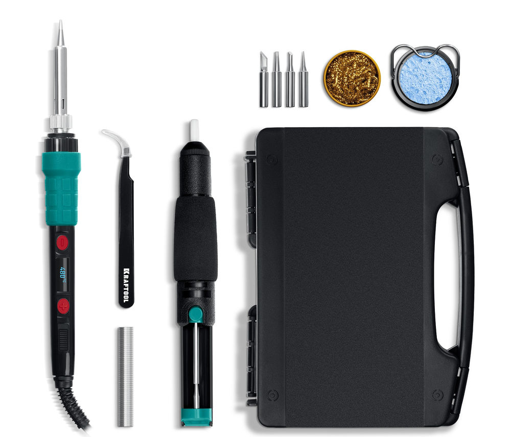 Цифровая мини-паяльная станция KS-15, 14-в-1, 90 - 480°C, 135 Вт, в кейсе KRAFTOOL 55346