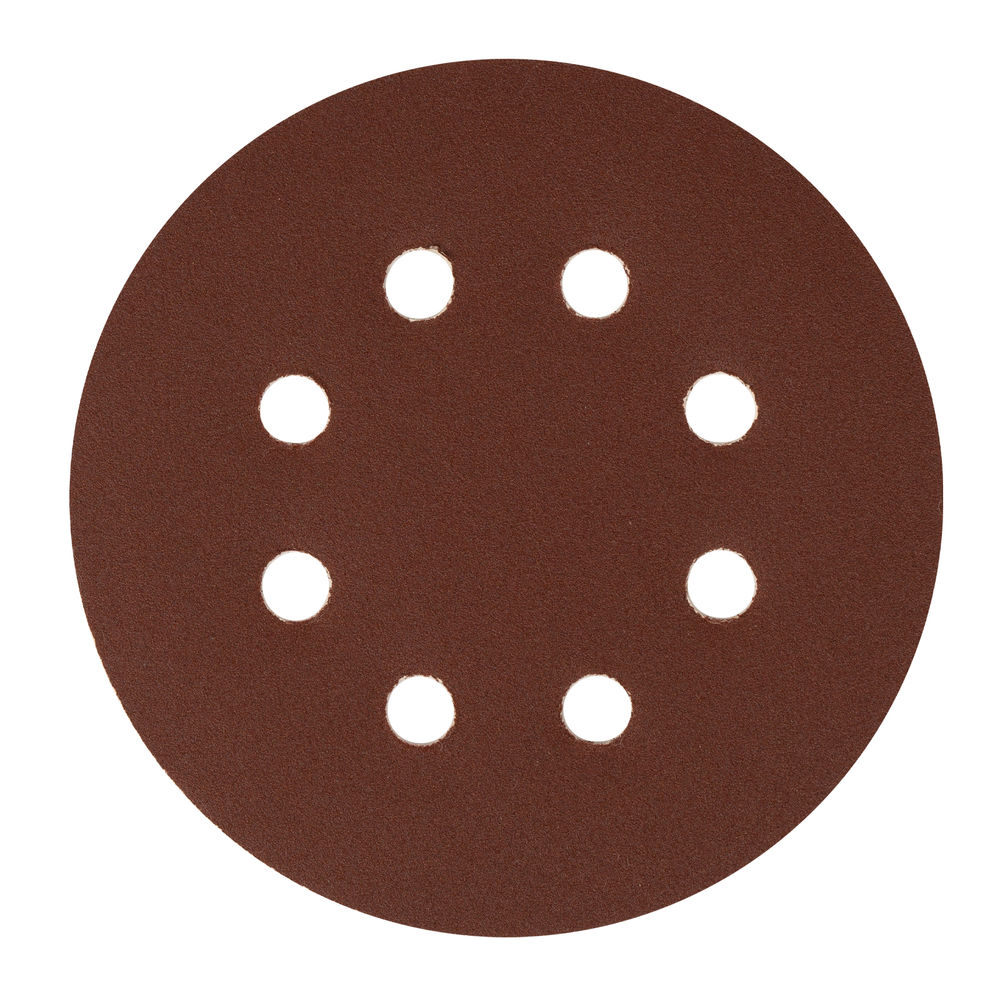 Круг абразивный на ворсовой подложке под липучку, перфорированный, P 180, 125 мм, 5 шт Сибртех (738087)