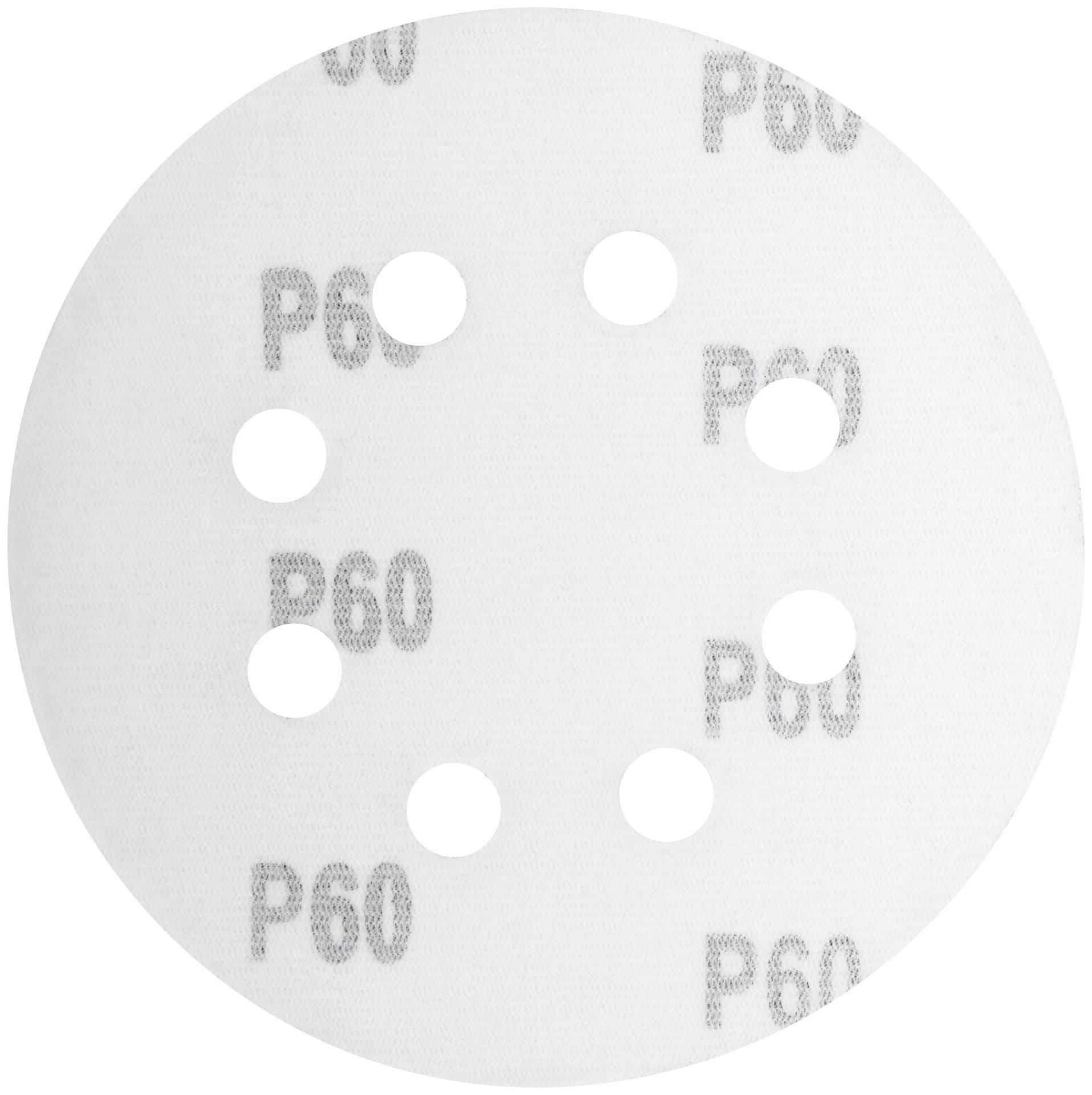 Круги шлифовальные с отверстиями (липучка), алюминий-оксидные, 125 мм, 5 шт. Р 60 (39833М)