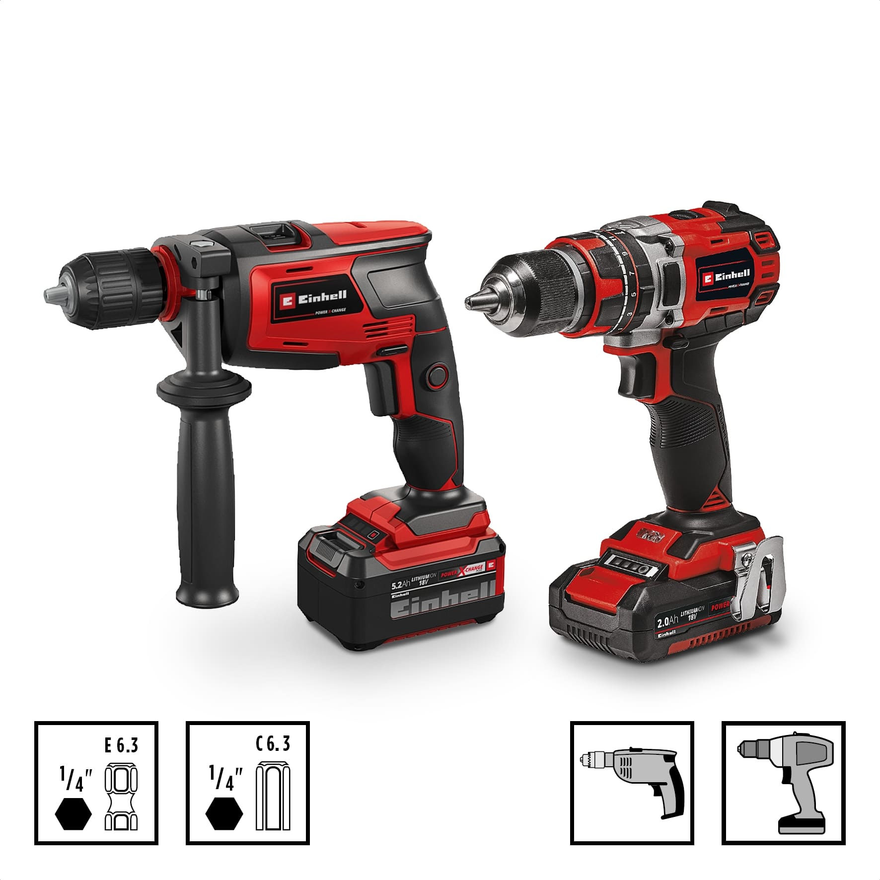 Набор сверл Einhell 10 штук,2-6.5мм,по металлу,HSS 135 гр,с 6-гранным хвостовиком,S-Case (108723)