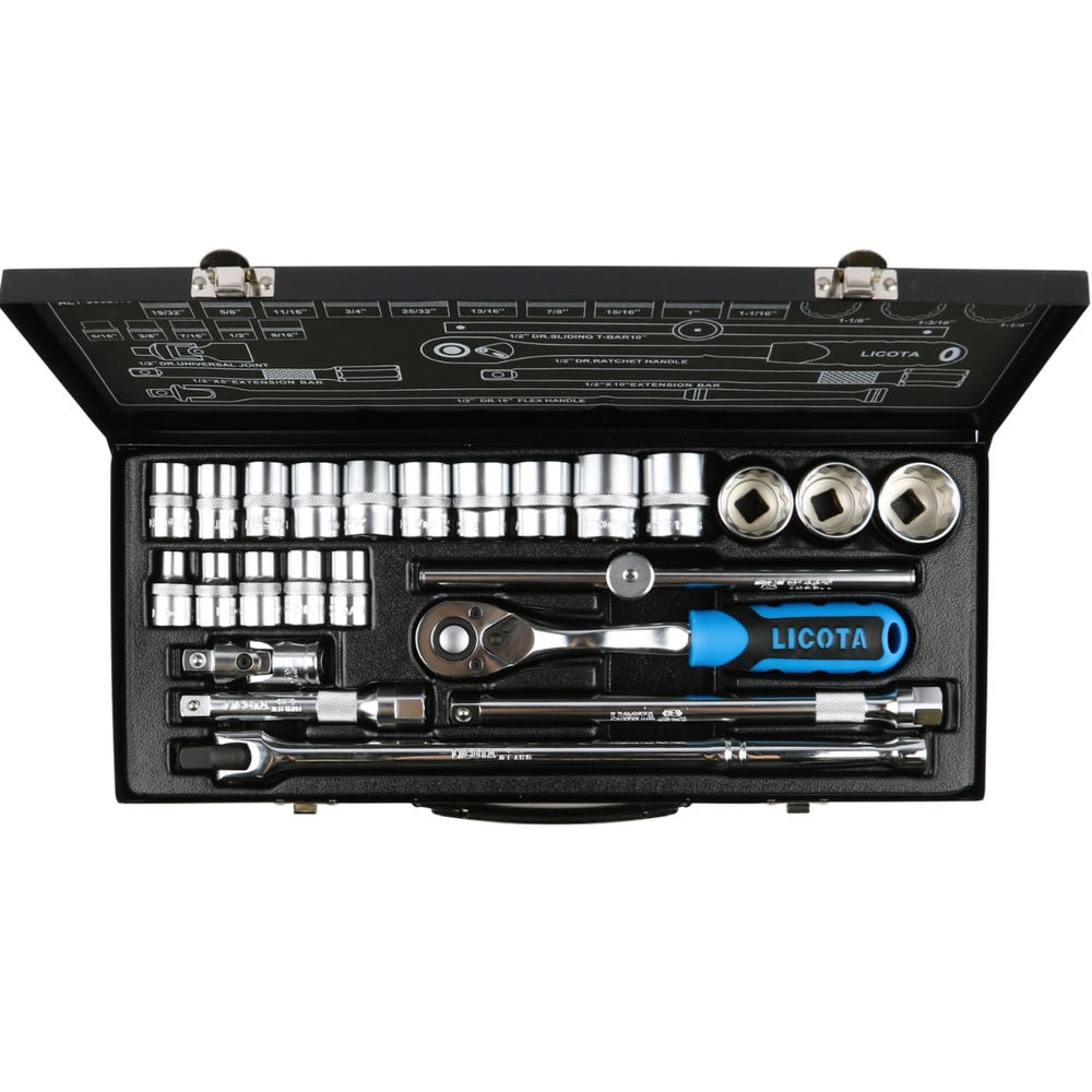 Набор торцевых головок 12-ти гранных, 24 пр., 5/16 - 1-1/4 1/2 Licota ALT-5002WS