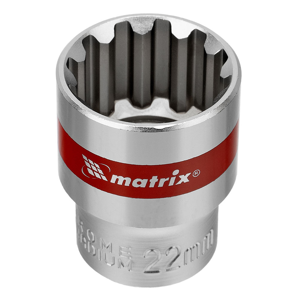 Набор универсальных торцевых головок 1/2, Spline, CrV, 10-22мм, 10 штук Matrix