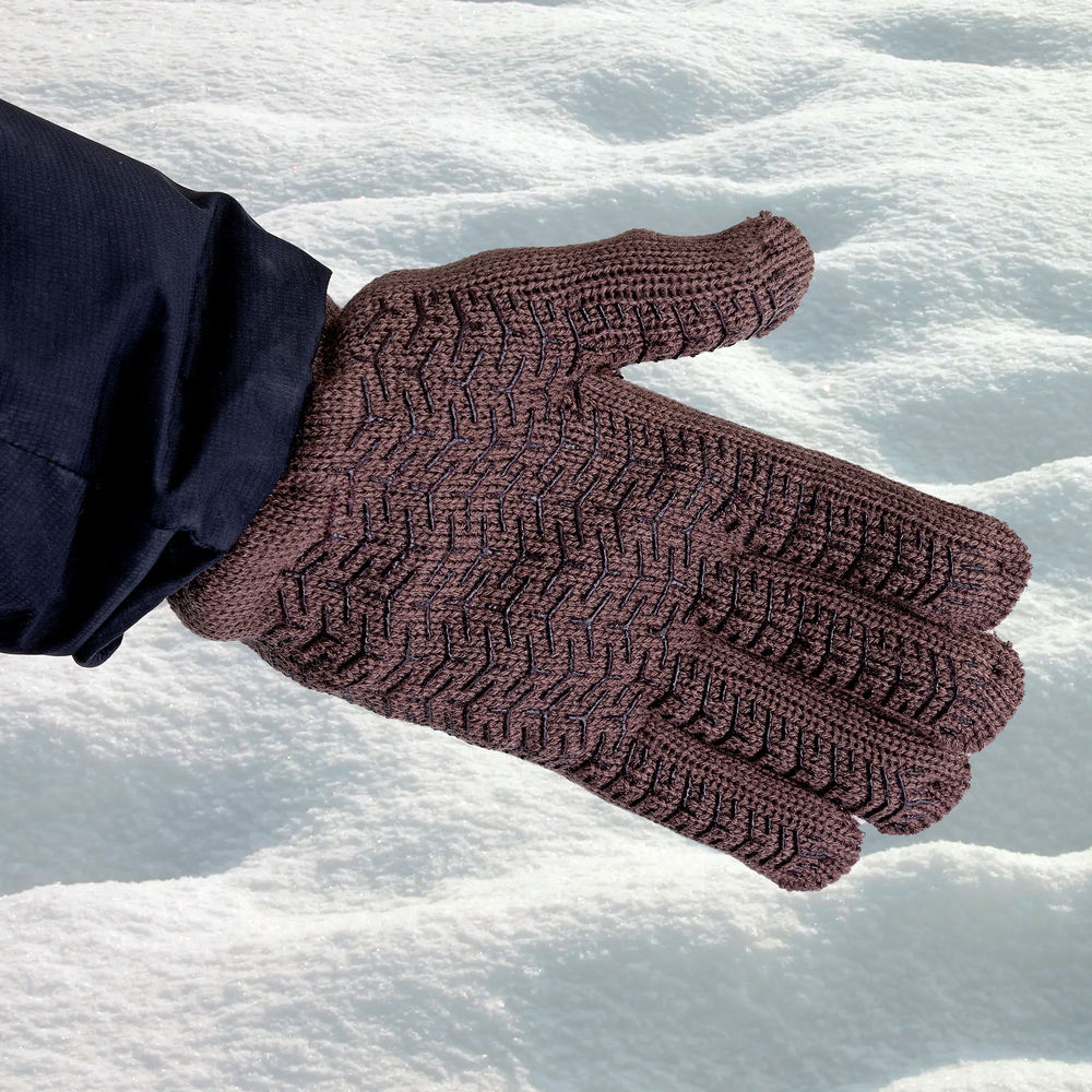 Перчатки трикотажные, двойные, полушерстяные, с ПВХ покрытием, Сибртех (68634)