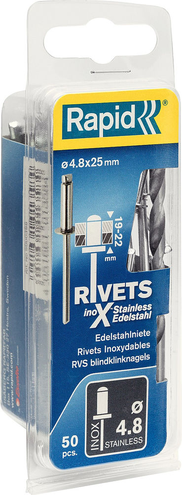 Нержавеющая заклепка 4.8 х 25 мм, 50 шт RAPID 5000398