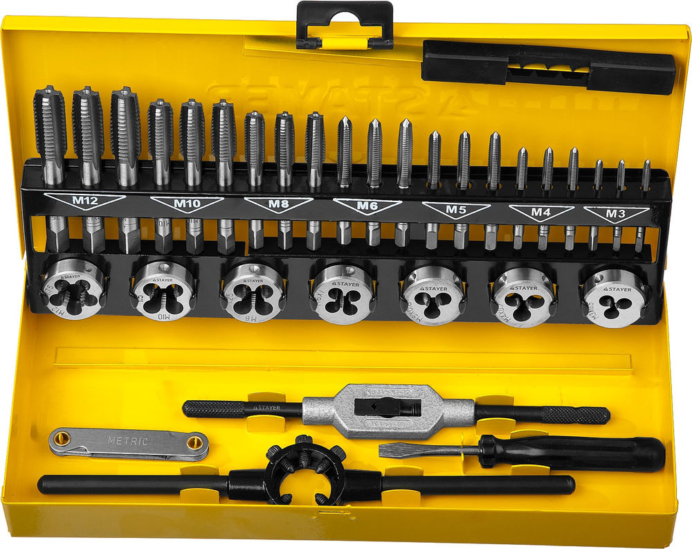 Набор комплектных метчиков и плашек 32 предмета легированная сталь MaXCut STAYER 28014-H32