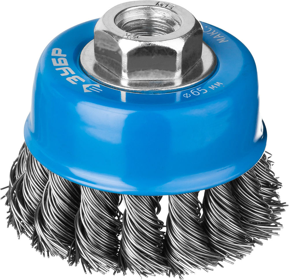 Щетка-крацовка чашечная для УШМ 65 мм, стальная проволока 0.5 мм ЗУБР Профессионал 35275-065_z02