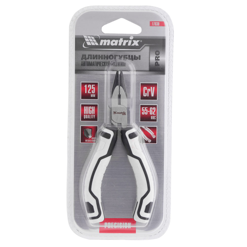 Длинногубцы Mini, 125 мм, прямые, авторазжим, Pro Matrix (17830)