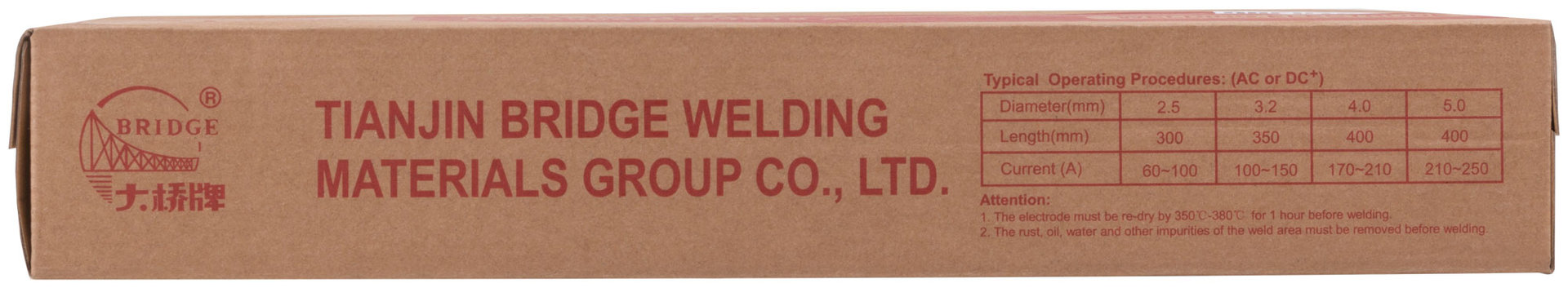 Электроды THJ506Fe Bridge (аналог ОК48) для углеродистых и низколегированных сталей 3,2 мм х 350 мм (коробка 5,0 кг) (81782)