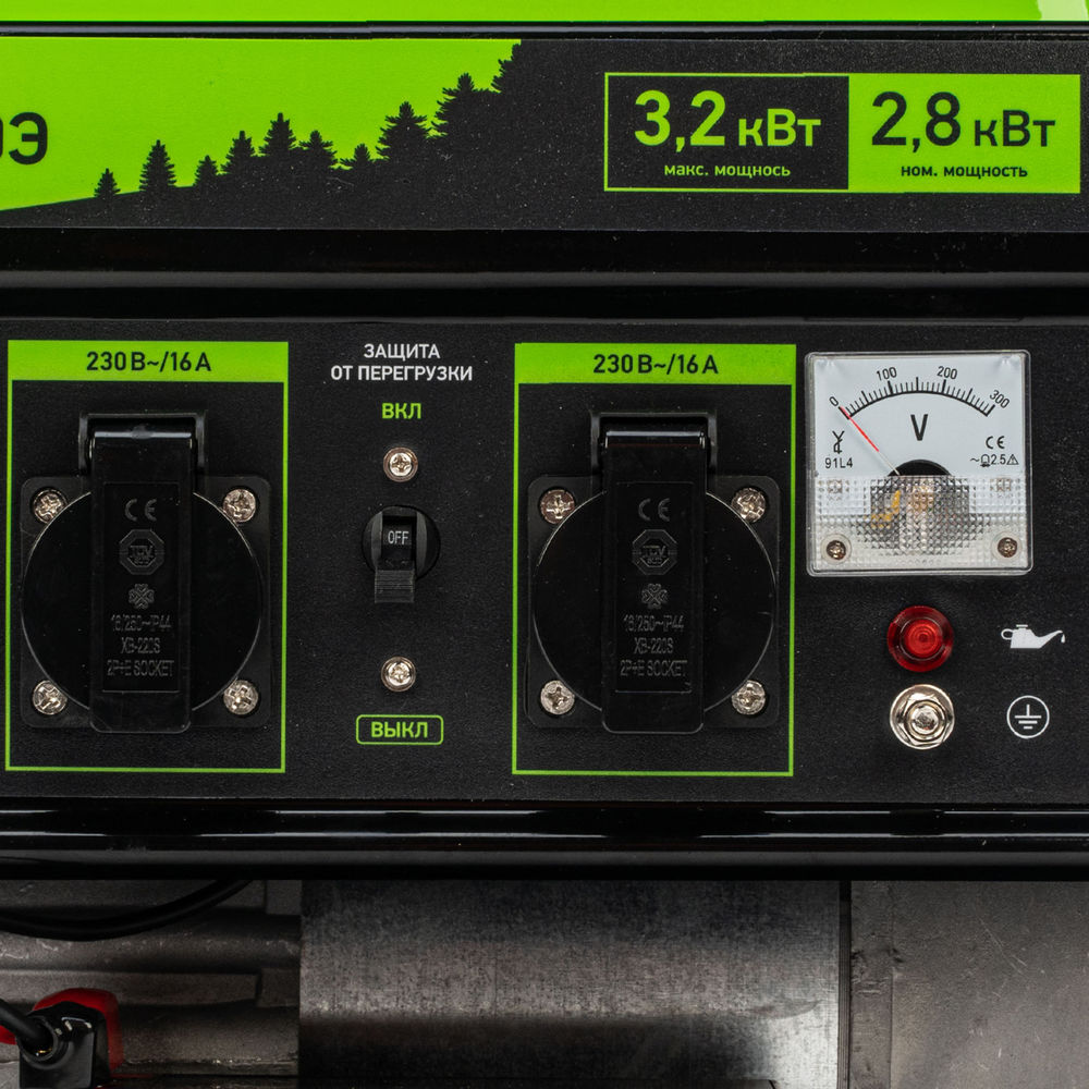 Генератор бензиновый БС-3500Э, 3.2 кВт, 230В, 4-х тактный, 15 л, электростартер Сибртех (94538)