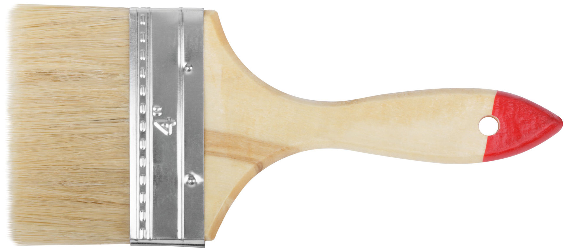 Кисть флейцевая Стандарт, натур.светлая щетина, деревянная ручка 4 (100 мм) (01038)