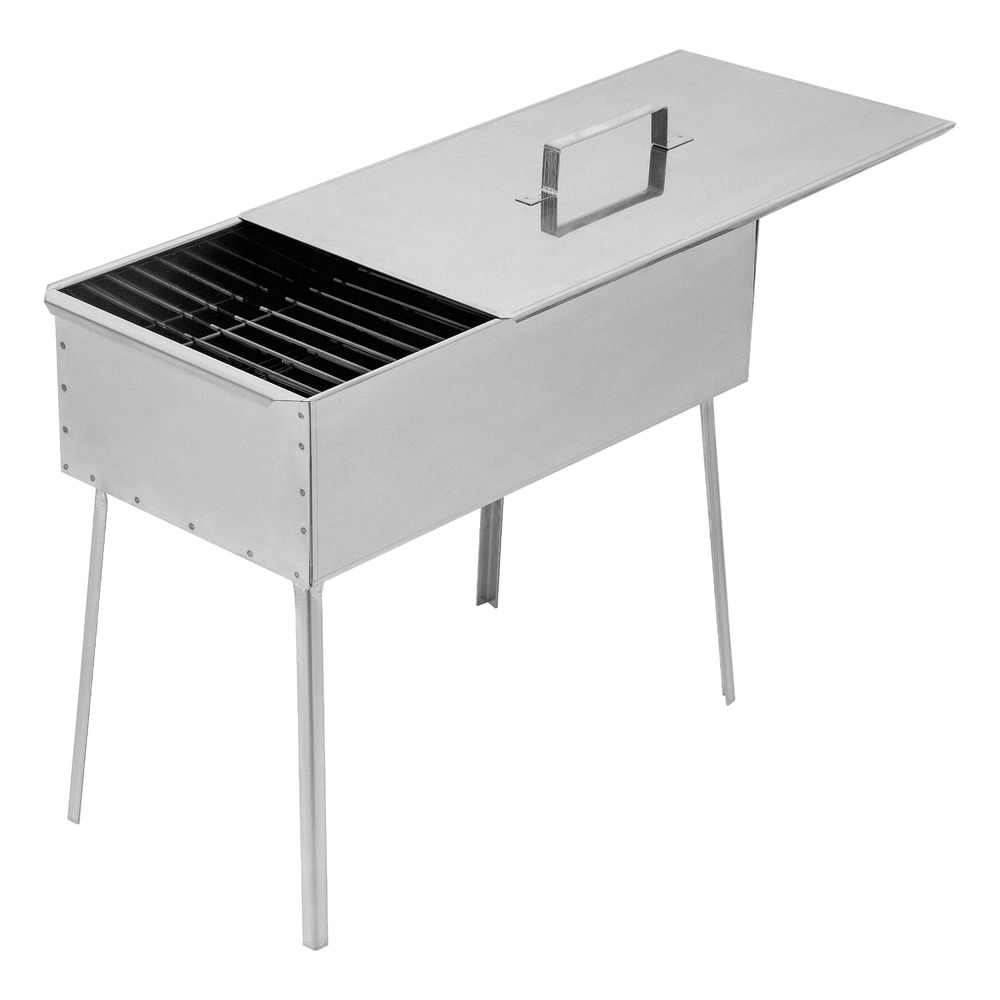 Коптильня двухъярусная 500 x 270 x 175 мм, нержавеющая сталь, 0.8 мм, с поддоном, на ножках, Camping Palisad (69526)