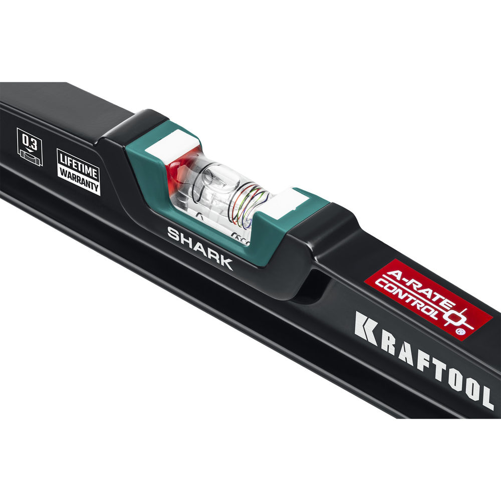 Литой уровень A-RATE CONTROL Shark, 600 мм, с инновационным зеркальным глазком KRAFTOOL 34920-60