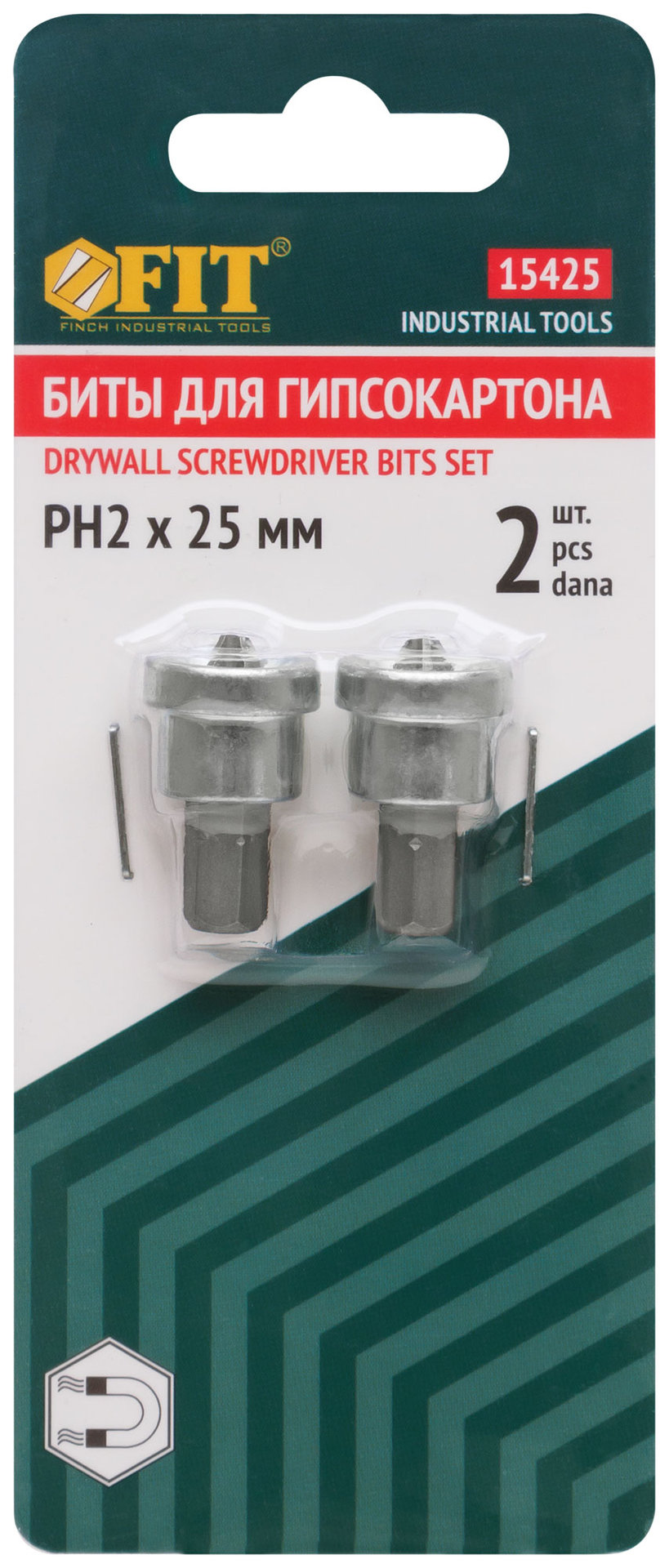 Насадки д/быстрого завинч.самор.по гипр., набор 2 шт., сталь S2 Профи, РН2 х 25 мм (15425)