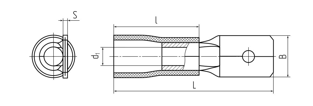 Разъем кабельный плоский изолированный «папа» РПИ-П 6.0–(6.3) серия ПРОФИ (КВТ) (47512)