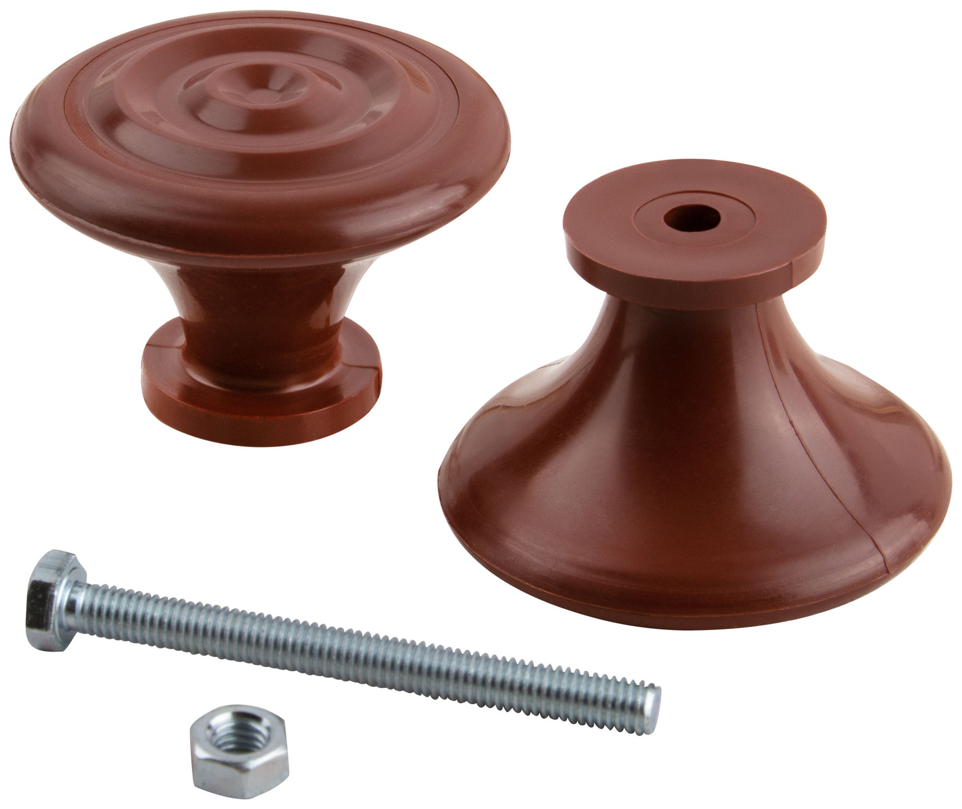 Ручка-кнопка дверная пластиковая коричневая (66837)