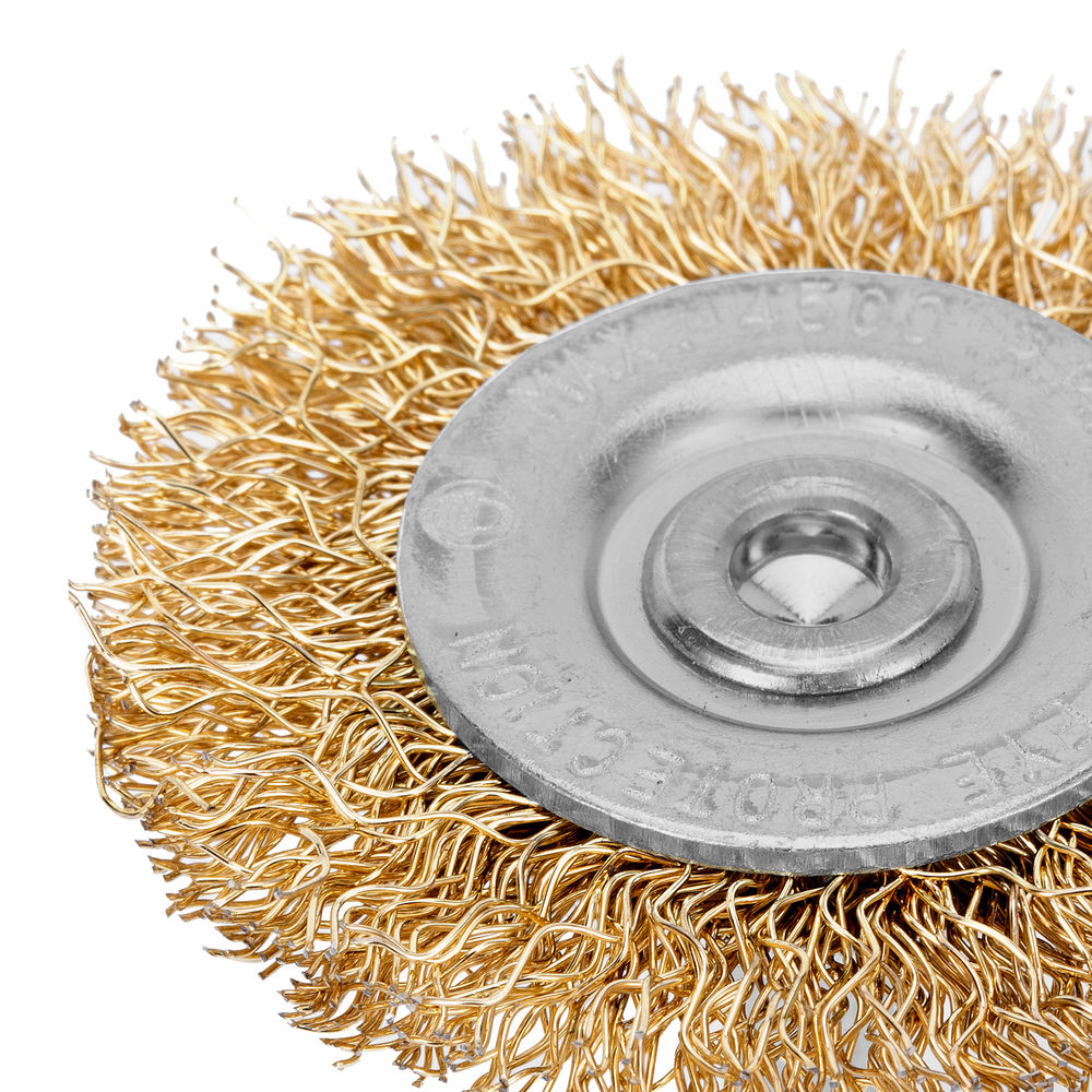 Щетка для дрели, 50 мм, плоская со шпилькой, латунированная витая проволока Matrix (74444)