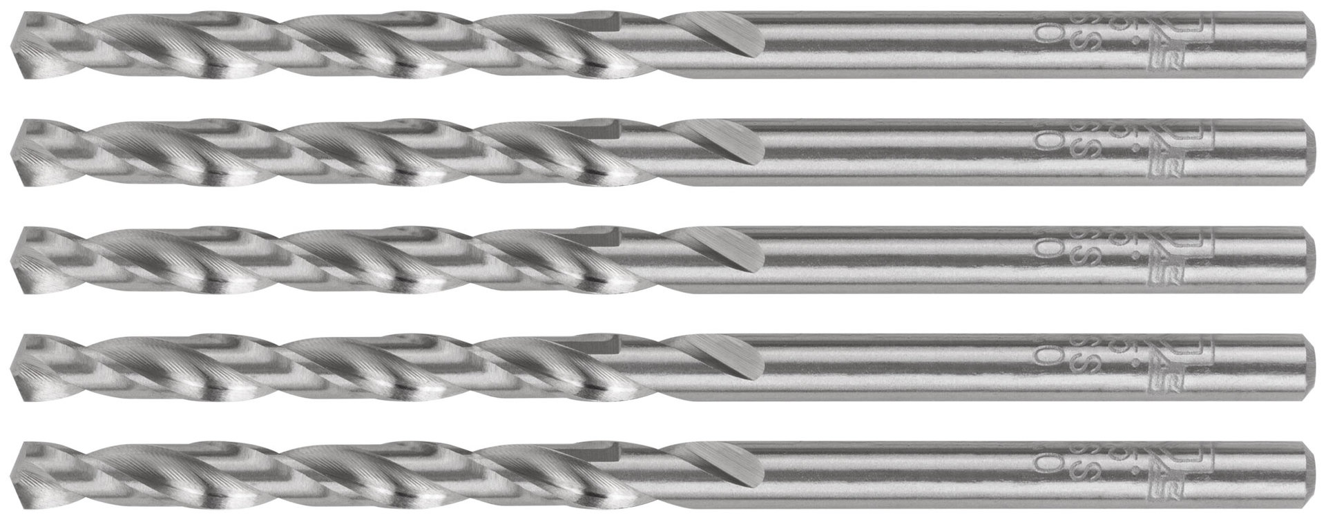 Сверла по металлу HSS шлифованные, угол заточки 135°, 4,0 x 75 мм (5 шт.) (35687М)
