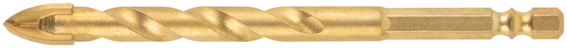 Сверло универсальное, 4 режущие кромки, титановое покрытие, шестигранный U-хвостовик под биту, 12х120 мм (35168)
