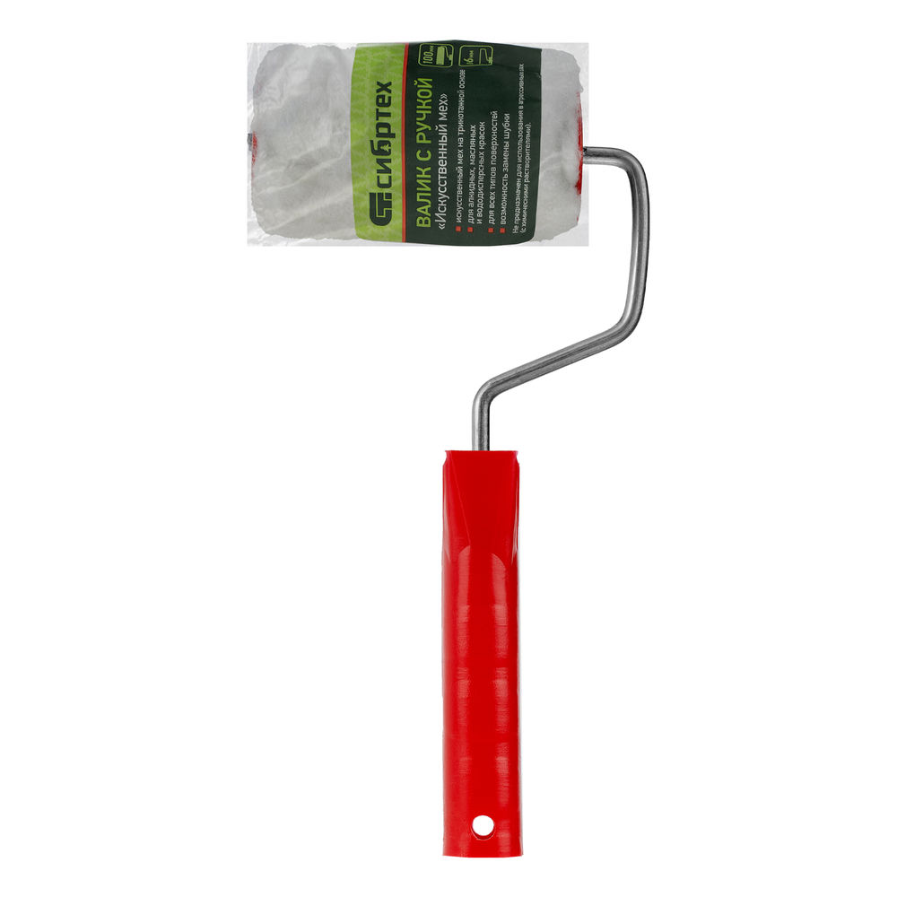 Валик Искусственный мех, в сборе, 100 мм, D 48 мм, D ручки 6 мм, крепление шплинтом Сибртех (80151)