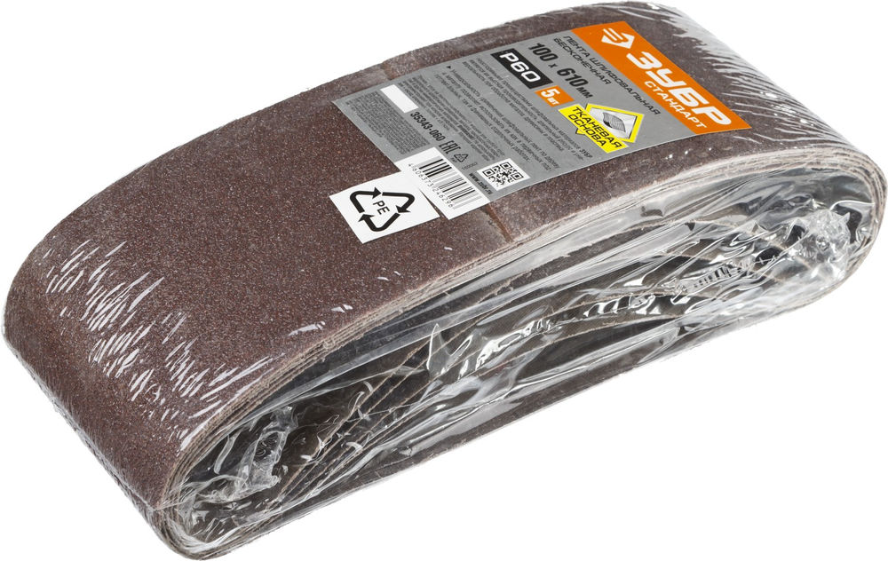 Лента шлифовальная 100?610 мм P60 СТАНДАРТ для ЛШМ 5 шт ЗУБР 35343-060