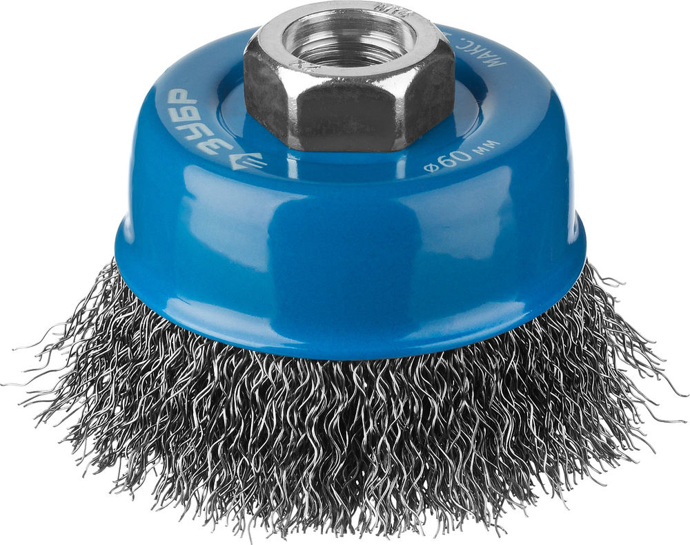 Щетка-крацовка чашечная для УШМ 60 мм, витая стальная проволока 0.3 мм ЗУБР Профессионал 35261-060_z02