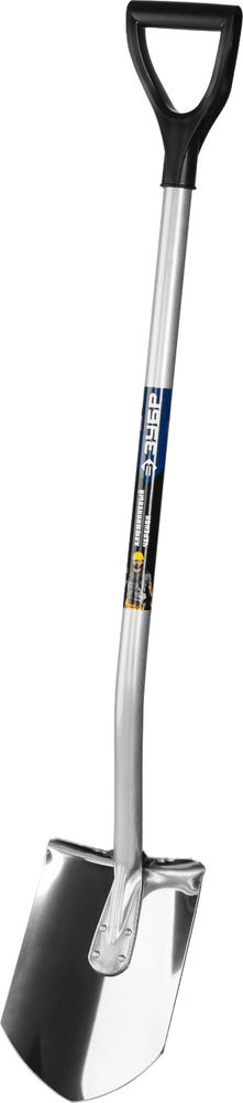 Лопата 280 х 190 х 1200 мм полотно 2 мм закалено нержавеющая сталь алюминиевый изогнутый черенок штыковая Профессионал ЗУБР Артель-НС 4-39407