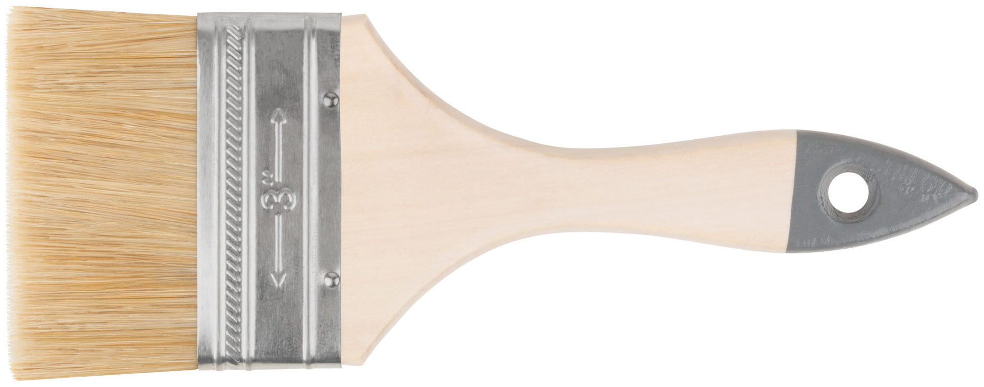 Кисть флейцевая Лайт, натур. cветлая щетина, деревянная ручка 3 (75 мм) (00807)