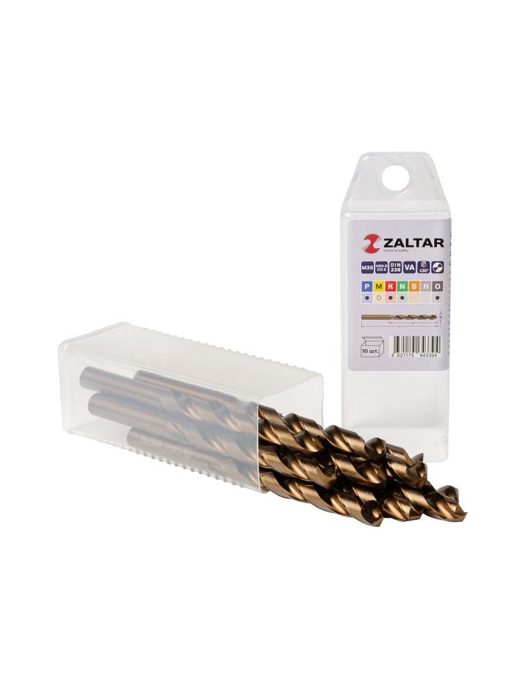 Комплект свёрл по металлу индустриальных, 10 шт, DIN 338, HSS-E Co5, Тип VA, 5xD, O8.50 мм (ZA-74085-S10)