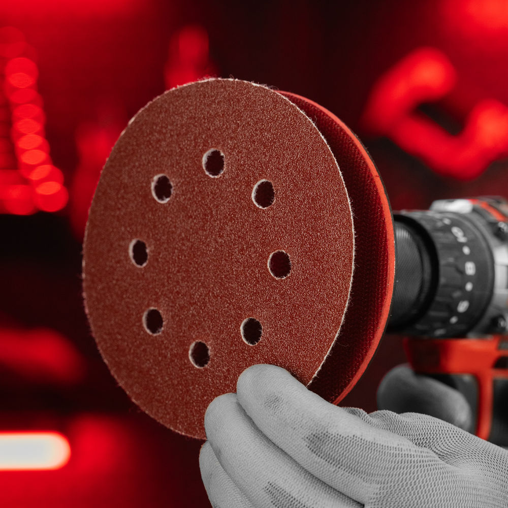 Круг абразивный на ворсовой подложке под липучку, перфорированный, P 80, 125 мм, 5 шт Matrix (73804)