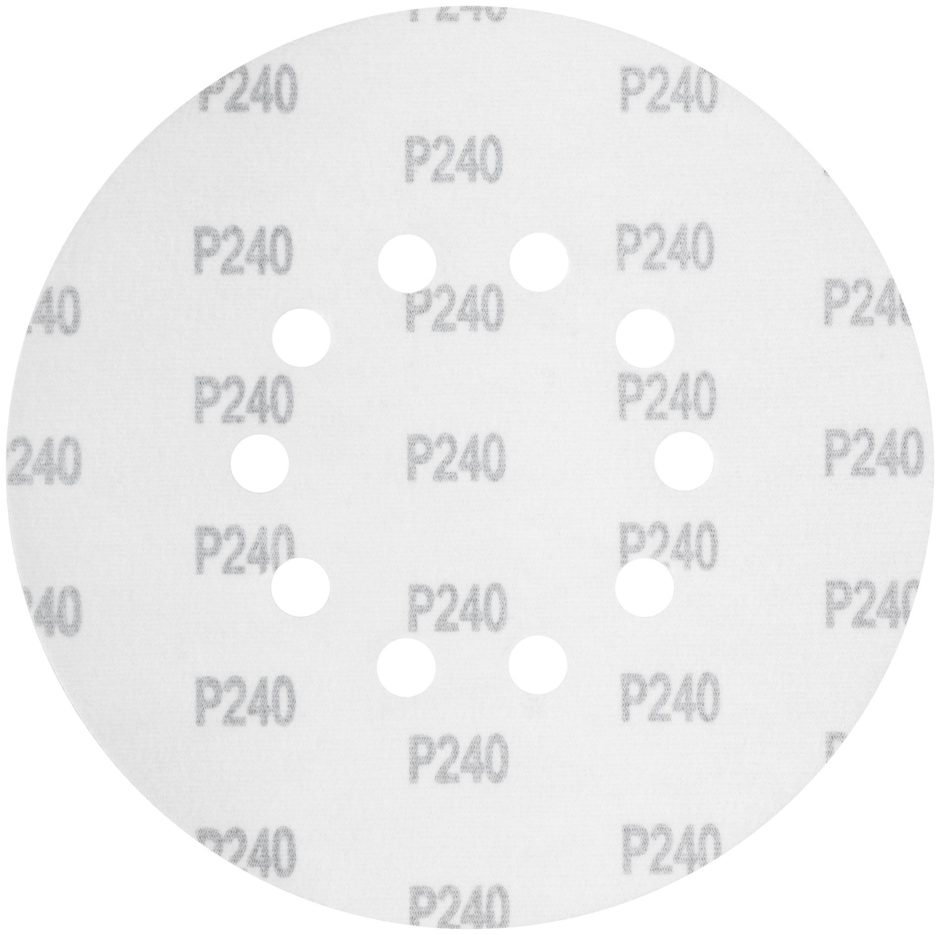 Круги шлифовальные с отверстиями (липучка), алюминий-оксидные, 225 мм, 5 шт. Р 240 (39899)