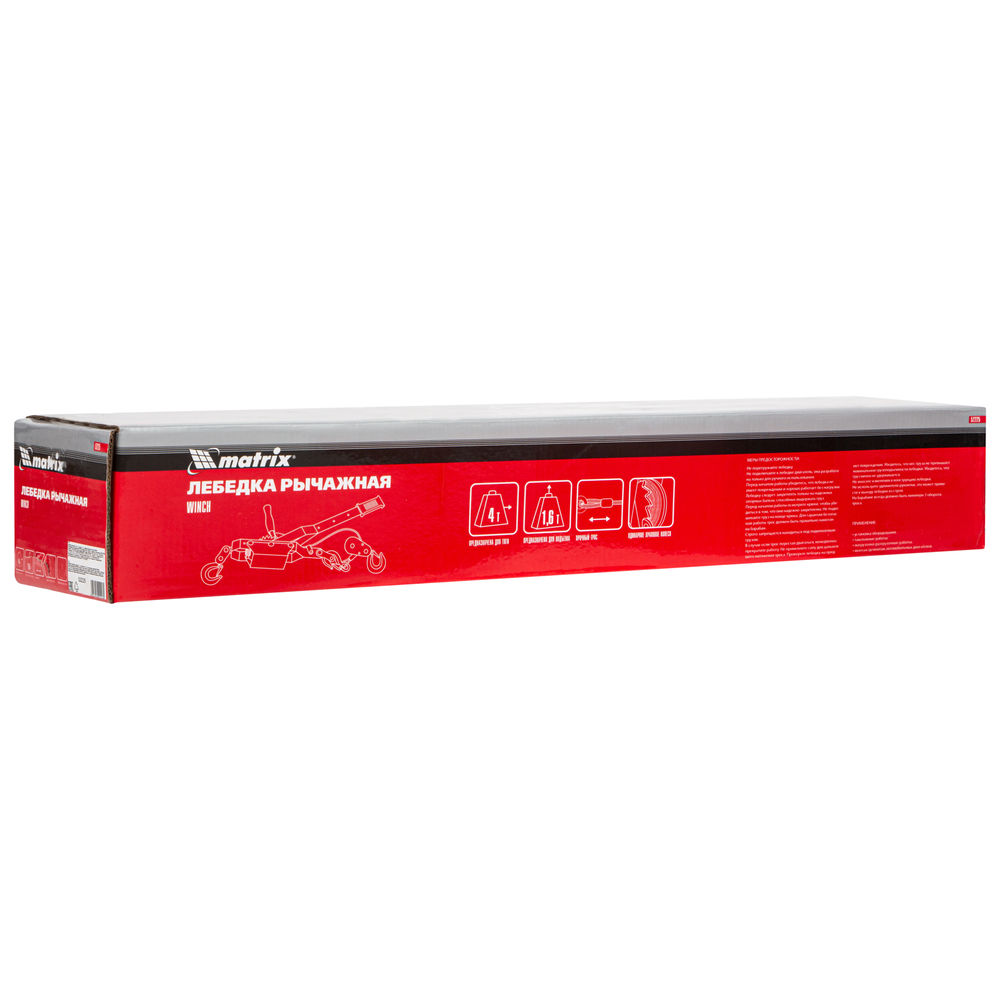 Лебедка рычажная, тяга 4 т, подъем 1.6 т, двойное храповое колесо Matrix (52225)