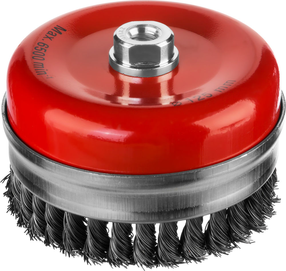 Чашечная щетка-крацовка для УШМ 125 мм, жгутированная стальная проволока 0.5 мм MIRAX 35144-125