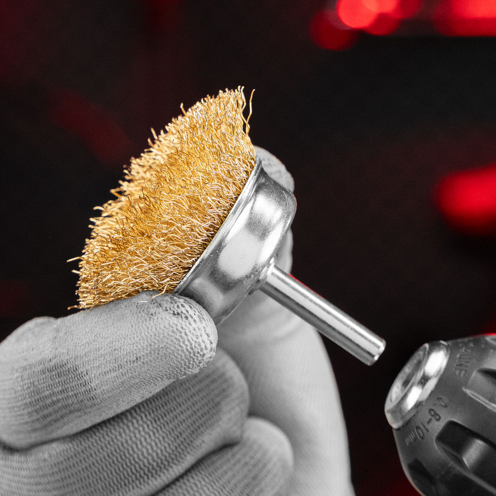 Набор щеток для дрели, 3 шт, 1 плоская, 50 мм, 2 чашки, 25-50 мм, со шпильками Matrix (74486)