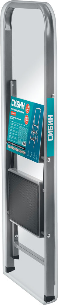 Стремянка стальная 2 ступени, 46 см, с широкими обрезиненными ступенями СИБИН 38807-02_z02