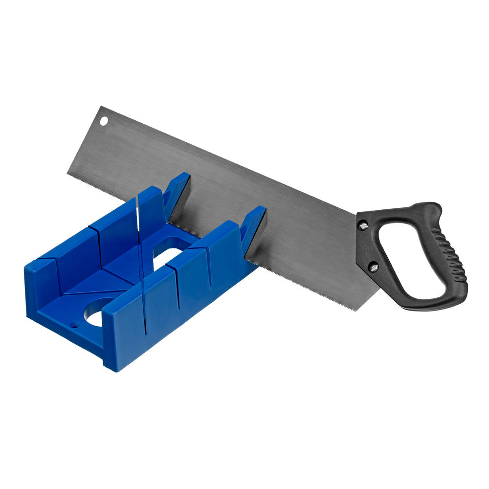 Стусло пластиковое, синее, 4 угла для запила, пила 450 мм Сибртех (22538)