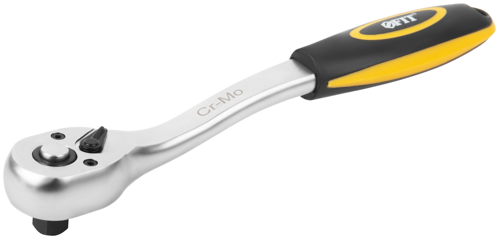 Вороток (трещотка) CrV, черно-желтая прорезиненная ручка, Профи 3/8, 72 зубца