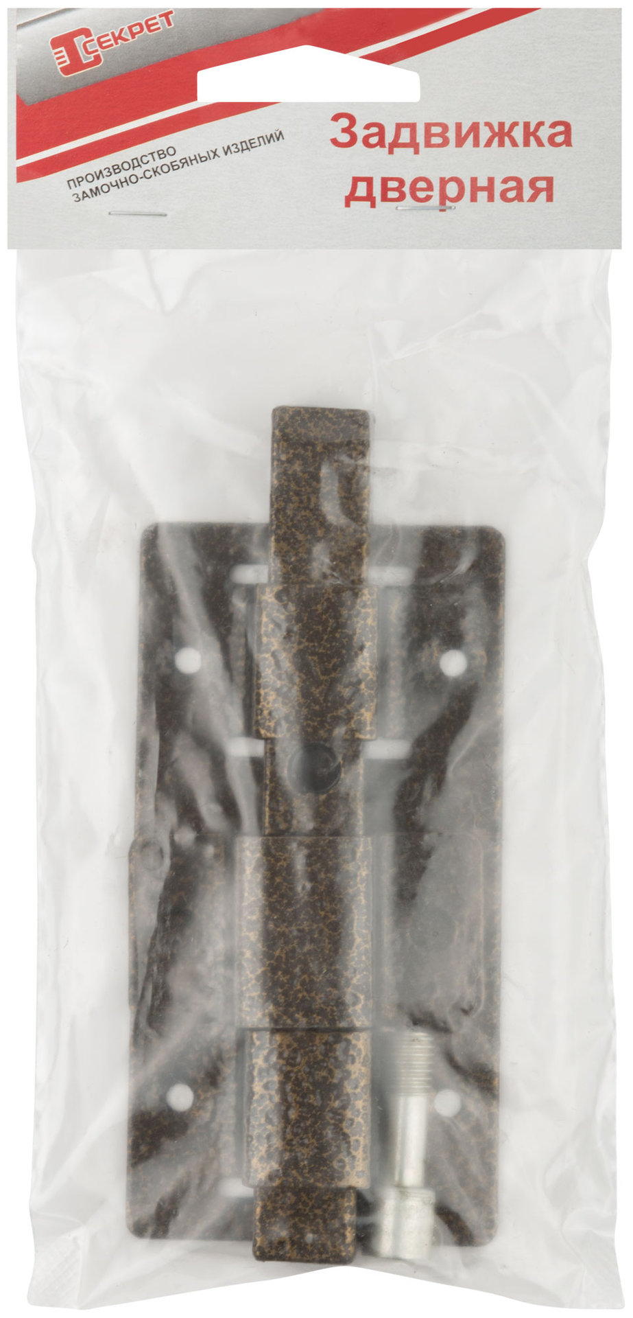 Задвижка накладная усиленная для дверей, квадратный ригель, бронза (66694)