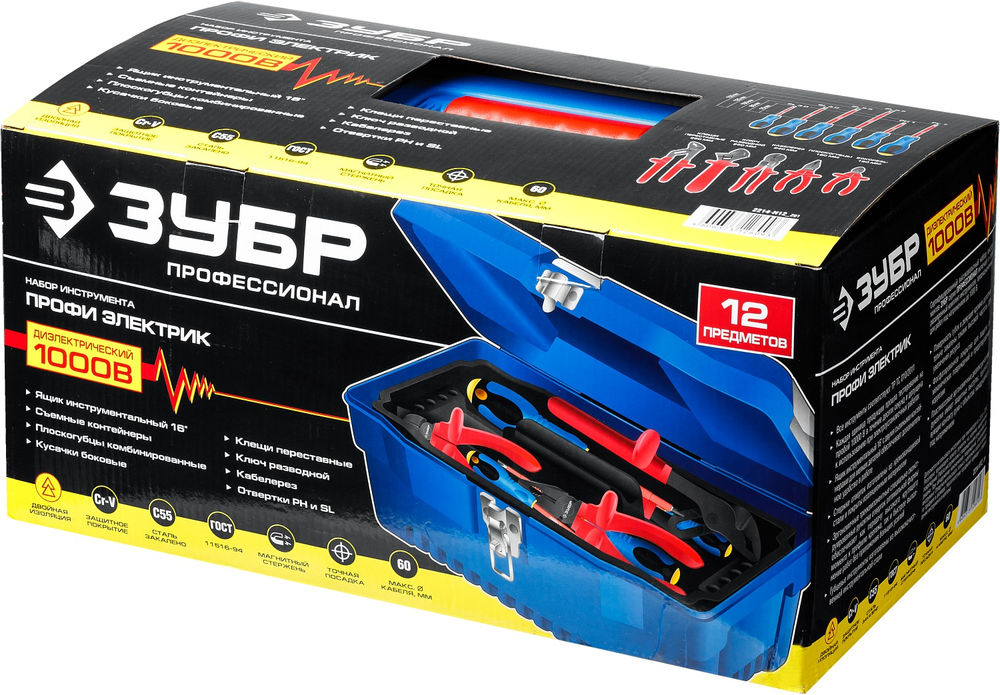 Набор диэлектрического губцевого инструмента 12 предм. Профессионал ЗУБР 2214-H12