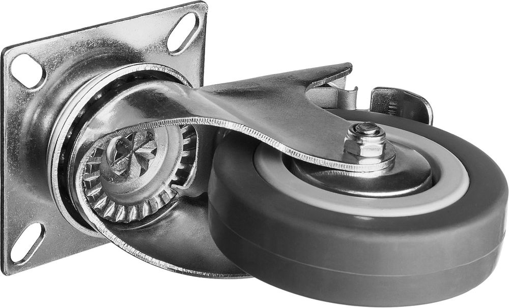 Колесо поворотное с тормозом d 75 мм, г/п 50 кг, резина/полипропилен ЗУБР 30956-75-B