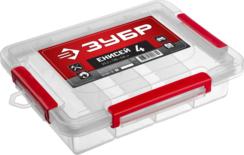 Органайзер 252 х 176 х 58 мм 10 пластиковый с 4 ячейками ЗУБР ЕНИСЕЙ-4 38193-10