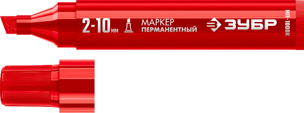 Перманентный маркер клиновидный МП-1000К красный, 2-10 мм ЗУБР 06333-3