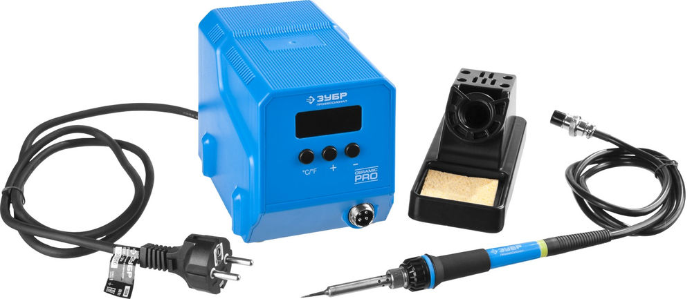 Паяльная станция низкотемпературная цифровая 60 Вт, 50-480°C, керамический нагреватель Профессионал ЗУБР ПСН-60 55336